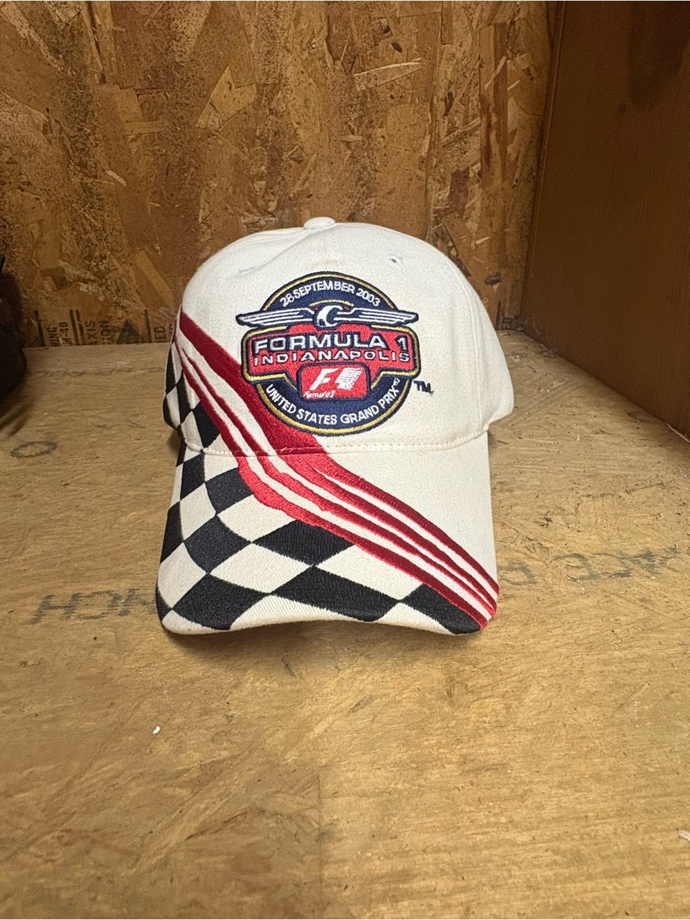 Formula 1 2003 Indianapolis White Baseball Cap with Red & Black Accents